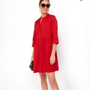 Tuckernuck Fiery Red Royal Shirt Dress Button Down Mock Neck Size XL Like NEW